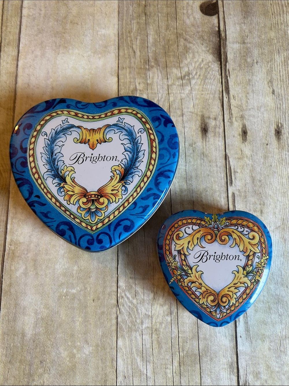 Brighton Blue and Gold Heart Tin Set
